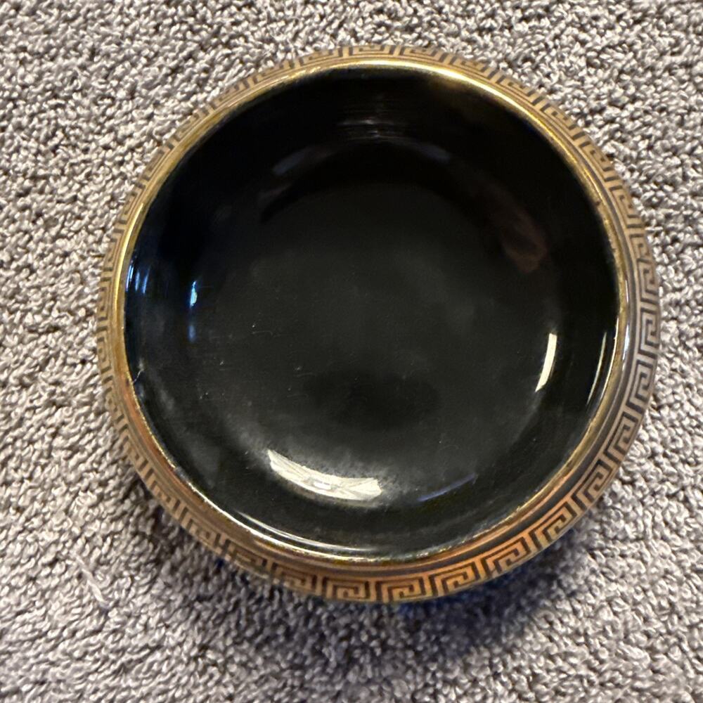 Vintage Spyropoulos Handmade Greek Ceramic Trinket Box 24K Gold Chariot Scene - Picture 2 of 4